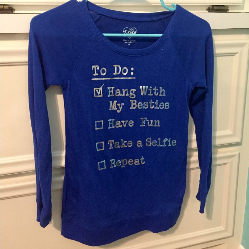 Girls blue Justice shirt size 10